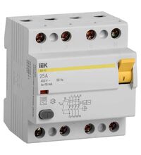 Siguranta automata (disjunctor) cu protectie diferentiala trifazica iEK, 25A, 10mA, RCCB, tip AC, 4.5kA