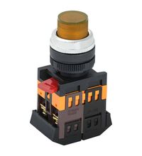 Buton comanda iEK, buton in relief, neon, galben, 1ND+1NI, 230VAC, D22, ABLFP-22