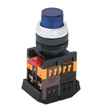 Buton comanda iEK, buton in relief, neon, albastru, 1ND+1NI, 230VAC, D22, ABLFP-22