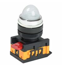 Lampa de semnalizare iEK, neon, alb, 230VAC, D22, buton in relief, BLS20-AL-K01