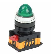 Lampa de semnalizare iEK, neon, verde, 230VAC, D22, buton in relief, BLS20-AL-K06