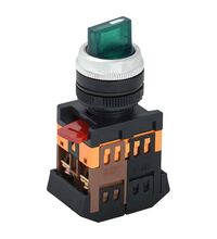 Buton comanda iEK, cu maneta scurta si neon, "I-O'', verde, 1ND+1NI, D22, ANC-22-2