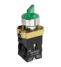 Buton comanda iEK, cu maneta scurta, "I-O'', verde, D22, LAY5-BK2365