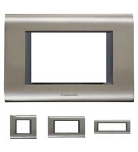 Rama decorativa aparataj modular Panasonic, rectangulara, 3M, inox-gri inchis, Thea Sistema, P-TS.R.3M-IG