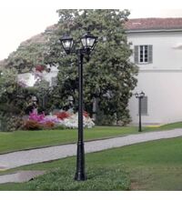 Stalp iluminat exterior gradina ornamental, tip felinar, negru, 2.15ml, 3X8.5W, cu intrerupator, Fumagalli, Golia