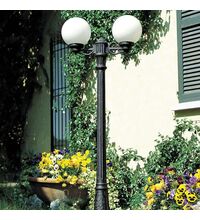 Stalp iluminat exterior gradina ornamental, tip glob, negru, 2.35ml, 2XE27, Fumagalli, Glob 250