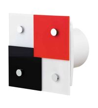 Ventilator axial, decorativ, S, 100mm, alb-negru-rosu, Vents, IP34