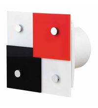 Ventilator axial, decorativ, S, 125mm, alb-negru-rosu, Vents, IP34