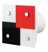 Ventilator axial, decorativ, VTH, 150mm, alb-negru-rosu, Vents, IP34
