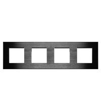Rama decorativa aparataj unitar Luxus-Time, universala, 4 posturi, negru, aluminiu, LXBA4-12