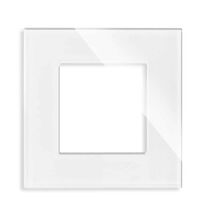 Rama decorativa aparataj unitar Luxus-Time, universala, 1 post, alb, sticla, LXBG1-11