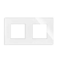 Rama decorativa aparataj unitar Luxus-Time, universala, 2 posturi, alb, sticla, LXBG2-11