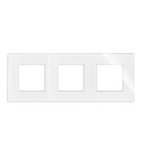Rama decorativa aparataj unitar Luxus-Time, universala, 3 posturi, alb, sticla, LXBG3-11