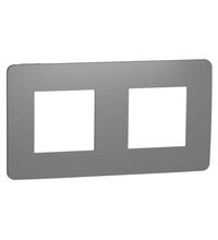 Rama decorativa aparataj modular Schneider, elipsa, 2x2M, gri inchis-alb, Noua Unica, NU280421