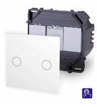 Intrerupator dublu Touch Luxus-Time, incastrat, alb, IP20, P-702-11