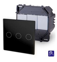 Intrerupator triplu Touch Luxus-Time, incastrat, negru, IP20, P-703-12