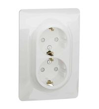 Priza 2P+E Schneider, dubla, incastrata, alb, Noua Unica, NU206718