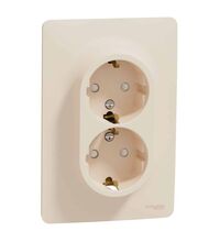 Priza 2P+E Schneider, dubla, incastrata, bej, Noua Unica, NU206744