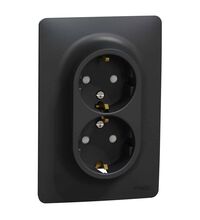 Priza 2P+E Schneider, dubla, incastrata, antracit, Noua Unica, NU206754