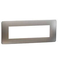 Rama decorativa aparataj modular Schneider, elipsa, 7M, aluminiu-alb, Noua Unica, NU270755M