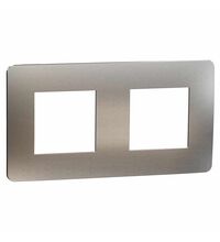 Rama decorativa aparataj modular Schneider, elipsa, 2x2M, aluminiu-alb, Noua Unica, NU280455M