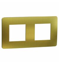 Rama decorativa aparataj modular Schneider, elipsa, 2x2M, auriu-alb, Noua Unica, NU280459M
