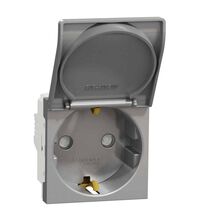 Priza modulara 2P+E Schneider, aluminiu, cu capac opac, 2M, 16A, Noua Unica, NU303730TA