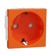 Priza modulara 2P+E Schneider, oranj, antibacterian, 2M, 16A, Noua Unica, NU303761