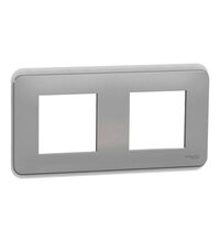 Rama decorativa aparataj modular Schneider, elipsa, 2x2M, aluminiu, Noua Unica, NU400430