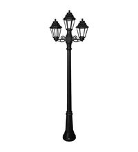 Stalp iluminat exterior gradina ornamental, tip felinar, negru, 2.30ml, 3X6.5W, Fumagalli, Gigi Bisso/Anna