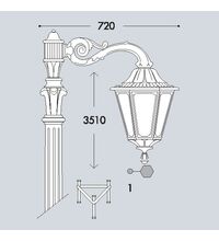 Stalp iluminat exterior gradina ornamental, tip felinar, negru, 3.51ml, 30W, cu intrerupator, Fumagalli, Horeb Adam/Noemi