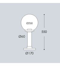 Stalp iluminat exterior gradina, tip glob, negru, 0.55ml, 11W, cu intrerupator, Fumagalli, Argo 300/G250