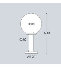 Stalp iluminat exterior gradina, tip glob, negru, 0.6ml, 1XE27, Fumagalli, Argo 300/G300