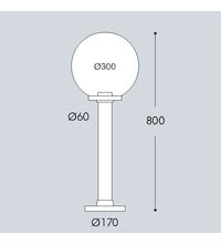 Stalp iluminat exterior gradina, tip glob, negru, 0.8ml, 11W, cu intrerupator, Fumagalli, Argo 500/G300
