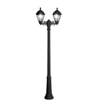 Stalp iluminat exterior gradina ornamental, tip felinar, negru, 2.50ml, 2XE27, Fumagalli, Ricu Bisso/Salem