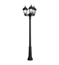 Stalp iluminat exterior gradina ornamental, tip felinar, negru, 2.50ml, 3XE27, Fumagalli, Ricu Bisso/Salem