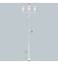 Stalp iluminat exterior parcuri ornamental, tip felinar, negru, 4.68ml, 3X30W, cu intrerupator, Fumagalli, Karmel 4000 Adam/Siloe