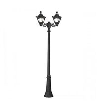 Stalp iluminat exterior gradina ornamental, tip felinar, negru, 2.15ml, 2X6.5W, Fumagalli, Gigi Bisso/Golia