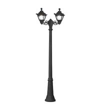 Stalp iluminat exterior gradina ornamental, tip felinar, negru, 2.43ml, 2XE27, Fumagalli, Ricu Bisso/Golia