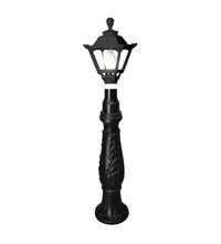 Stalp iluminat exterior gradina ornamental, tip felinar, negru, 1ml, 8.5W, cu intrerupator, Fumagalli, Iafet/Golia