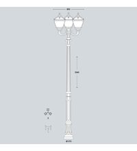 Stalp iluminat exterior parcuri ornamental, tip felinar, negru, 3.56ml, 3X30W, Fumagalli, Karmel 3000 Ofir/Tobia