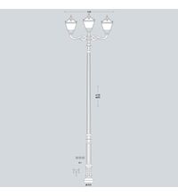 Stalp iluminat exterior parcuri ornamental, tip felinar, negru, 4.17ml, 3X30W, Fumagalli, Karmel 3500 Adam/Tobia