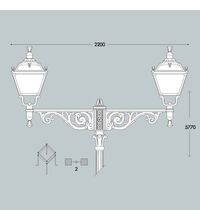 Stalp iluminat exterior parcuri ornamental, tip felinar, negru, 5.77ml, 2X50W, Fumagalli, Giona 5000 Aron/Elia