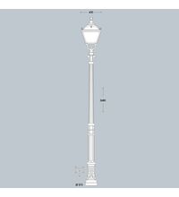 Stalp iluminat exterior parcuri ornamental, tip felinar, negru, 3.68ml, 8X10W, Fumagalli, Karmel 3000/Elia
