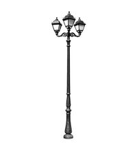 Stalp iluminat exterior parcuri ornamental, tip felinar, negru, 4.15ml, 3X30W, Fumagalli, Horeb Adam/Simon