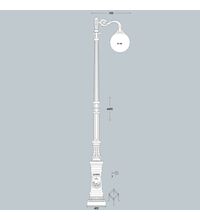 Stalp iluminat exterior parcuri ornamental, tip glob, negru, 4.09ml, 1XE27, Fumagalli, Giona 4000 Adam/G400