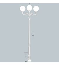 Stalp iluminat exterior parcuri ornamental, tip glob, negru, 4.24ml, 3XE27, Fumagalli, Karmel 3500 Adam/G400