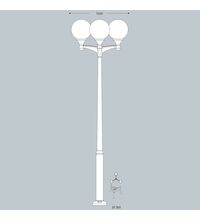 Stalp iluminat exterior parcuri, tip glob, negru, 4.115ml, E27, Fumagalli, Ektor 3500 Midipilar/Globe400