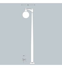 Stalp iluminat exterior parcuri, tip glob, negru, 3.255ml, E27, Fumagalli, Akille 3000 Midipilar/Globe400