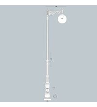 Stalp iluminat exterior parcuri ornamental, tip glob, negru, 5.16ml, 1XE27, Fumagalli, Giona 4500 Aron/G500
